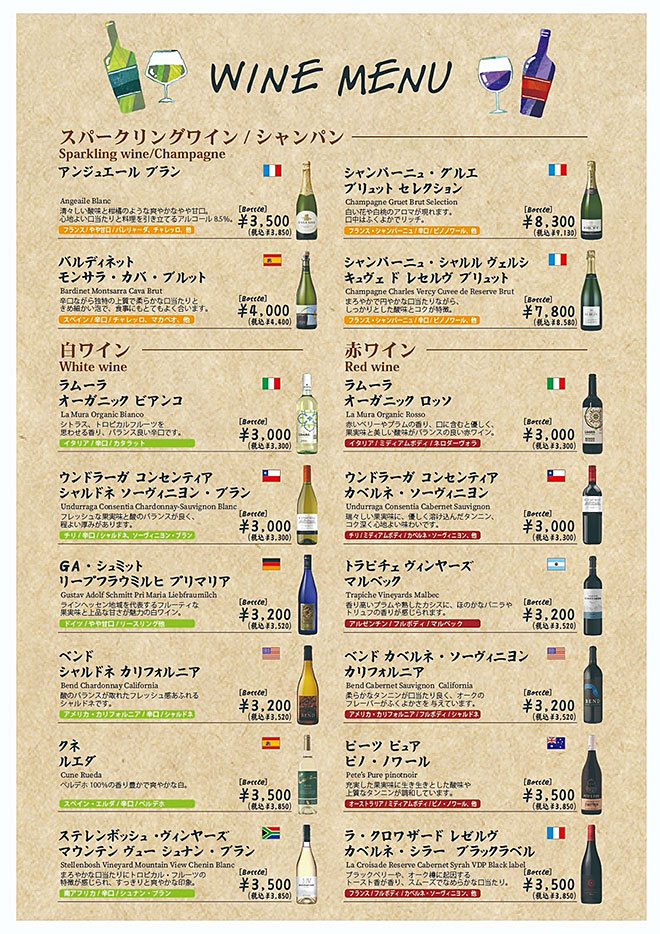 ワインメニュー